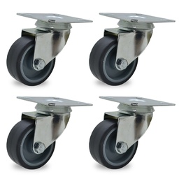 RUEDA PVC GRIS GIRAT. 75mm PACK X 4u.