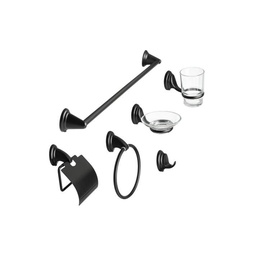 SET BAÑO 6 PIEZAS BASE REDONDA NEGRO