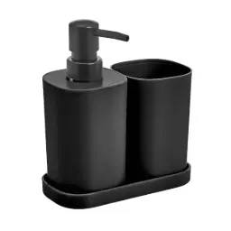 SET DE 3 PIEZAS POMPEYA  PLASTICO JABONERA, DISPENSER Y VASO