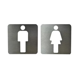 Señal Cartel Hombre + Cartel Mujer 90x90mm Baño Acero Inox.