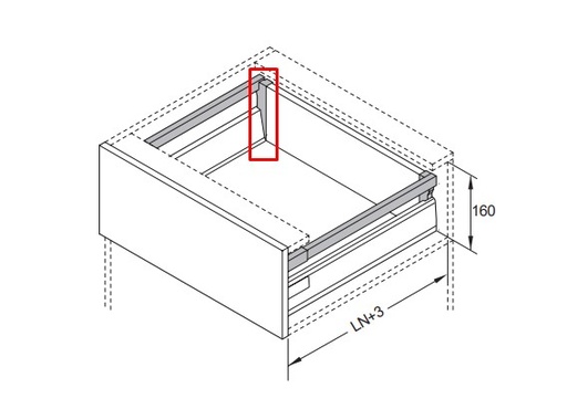 [EH.EHLDTB199] SOPORTE TRASERO PARA CORREDERAS OCULTAS 199mm BLANCO xPar