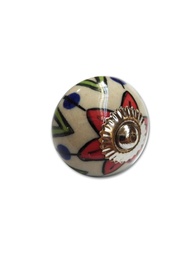 TIRADOR CERAMICO VINTAGE BLANCO C/ FLOR COLOR x1u.