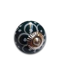 TIRADOR CERAMICO VINTAGE NEGRO C/ FLOR BLANCA x1u.