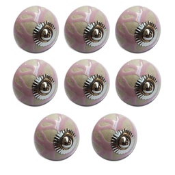 TIRADOR CERAMICO VINTAGE REDONDO BEIGE/ROSADO PACK X 8u.