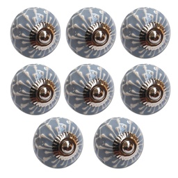 TIRADOR CERAMICO VINTAGE REDONDO CELESTE C/ BLANCO PACK X 8u.