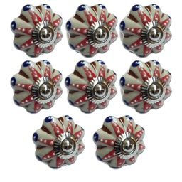 TIRADOR CERAMICO VINTAGE TIPO FLOR  BLANCO C/FLORES PACK X 8u.