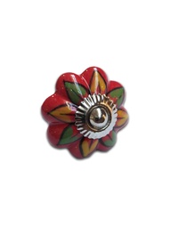 TIRADOR CERAMICO VINTAGE TIPO FLOR  C/FLORES DE COLORES x1u.