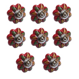 TIRADOR CERAMICO VINTAGE TIPO FLOR  C/FLORES PACK X 8u.