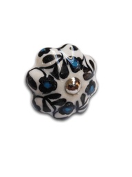 TIRADOR CERAMICO VINTAGE TIPO FLOR BLANCO C/ FLORES AZULES x1u.