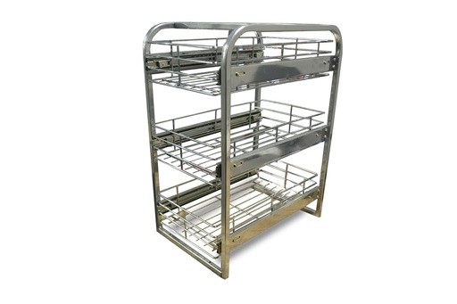 [FA.3002/C] VERDULERO 3 CAJONES CON BANDEJA CROMO 3002/C